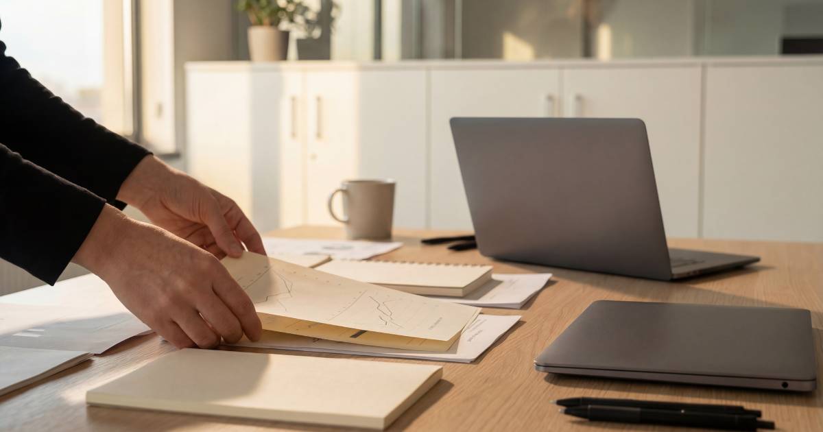 紙を整理している画像